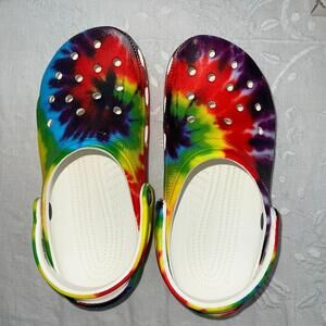 CROCS Womens 8 Mens 6 Classic Clogs Rainbow Tie Dye Slip On Shoes